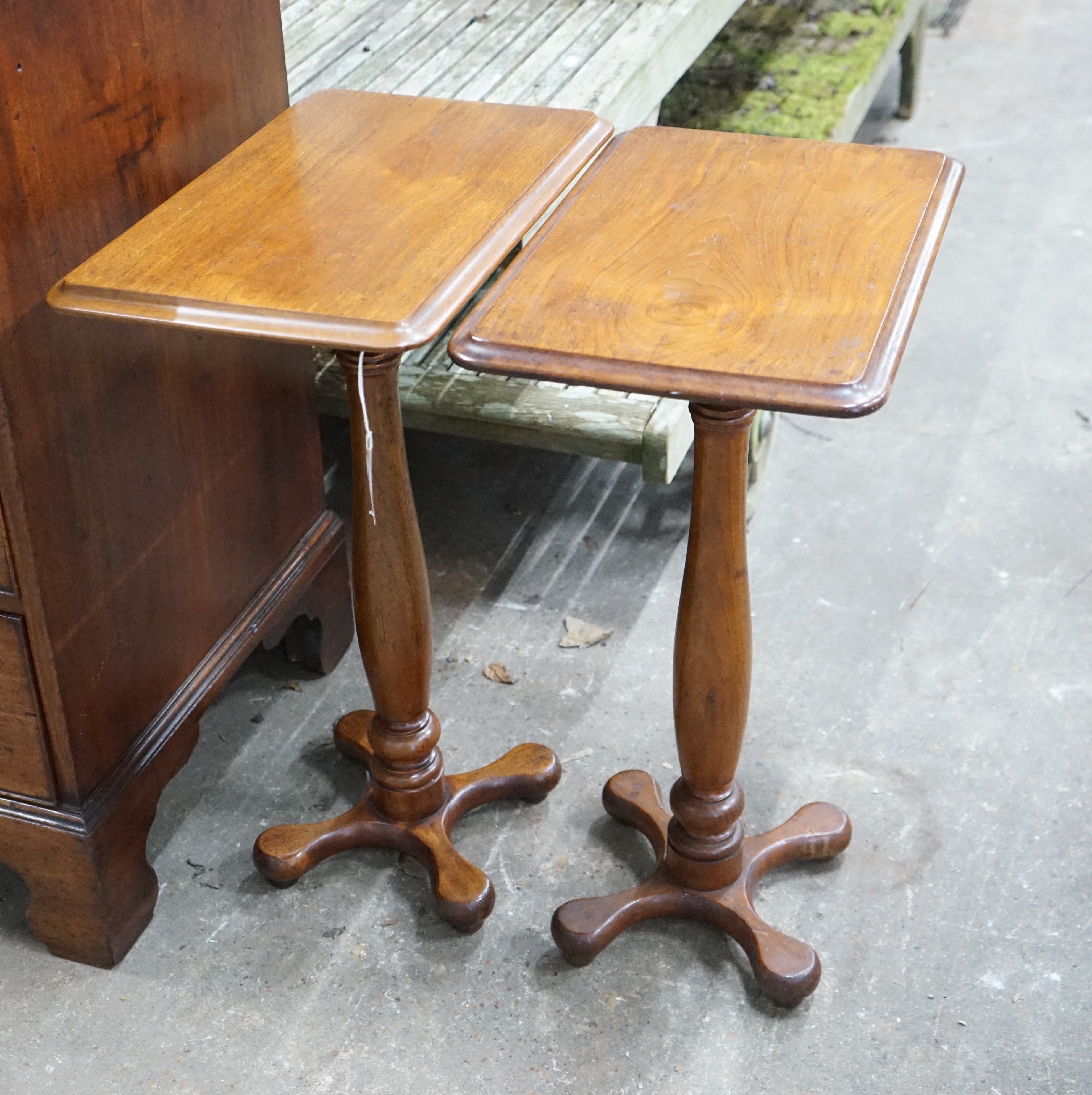 A pair of Victorian rectangular mahogany wine tables, width 50cm, depth 32cm, height 72cm